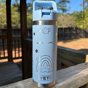 Unicorns Stars Rainbows Big Sky Blue YETI Rambler 18oz Custom Water Bottle